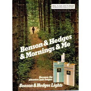 1981 Benson & Hedges Cigarettes Vintage Print Ad Forest Nature Trail Wall Art